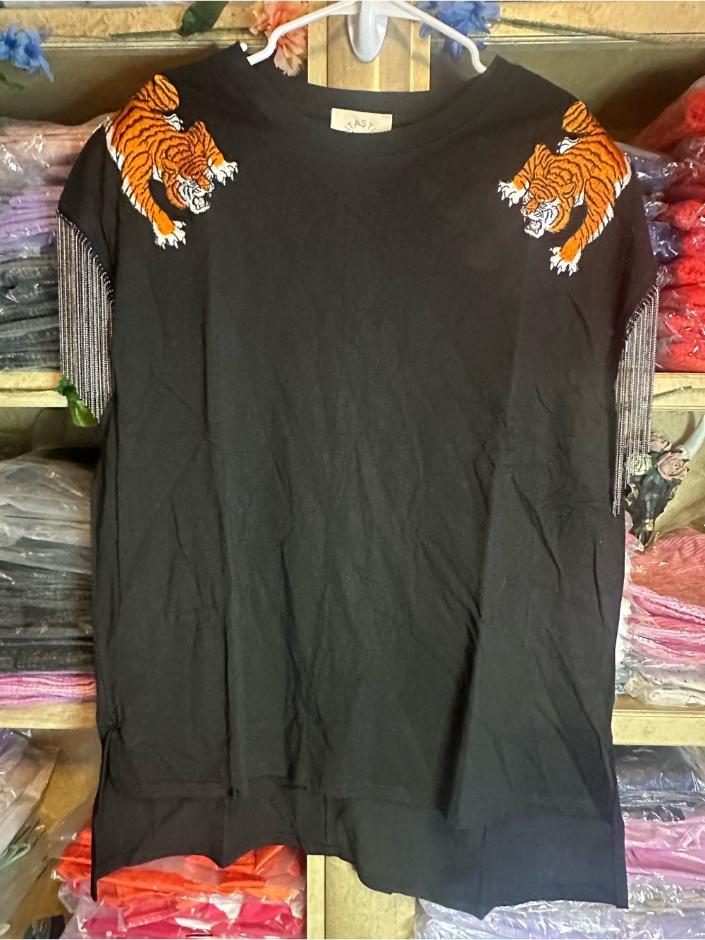 Fantastic Fawn Black Tee with Green Antler Logo